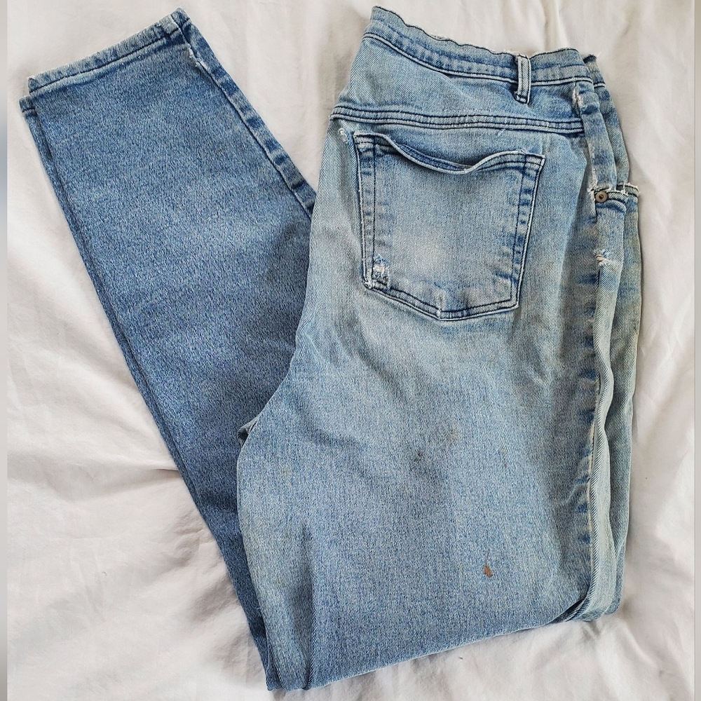 IMS Vtg 1980's/1990's Distressed/Grunge Straight Leg Blue Denim Jeans, W32"xL33"